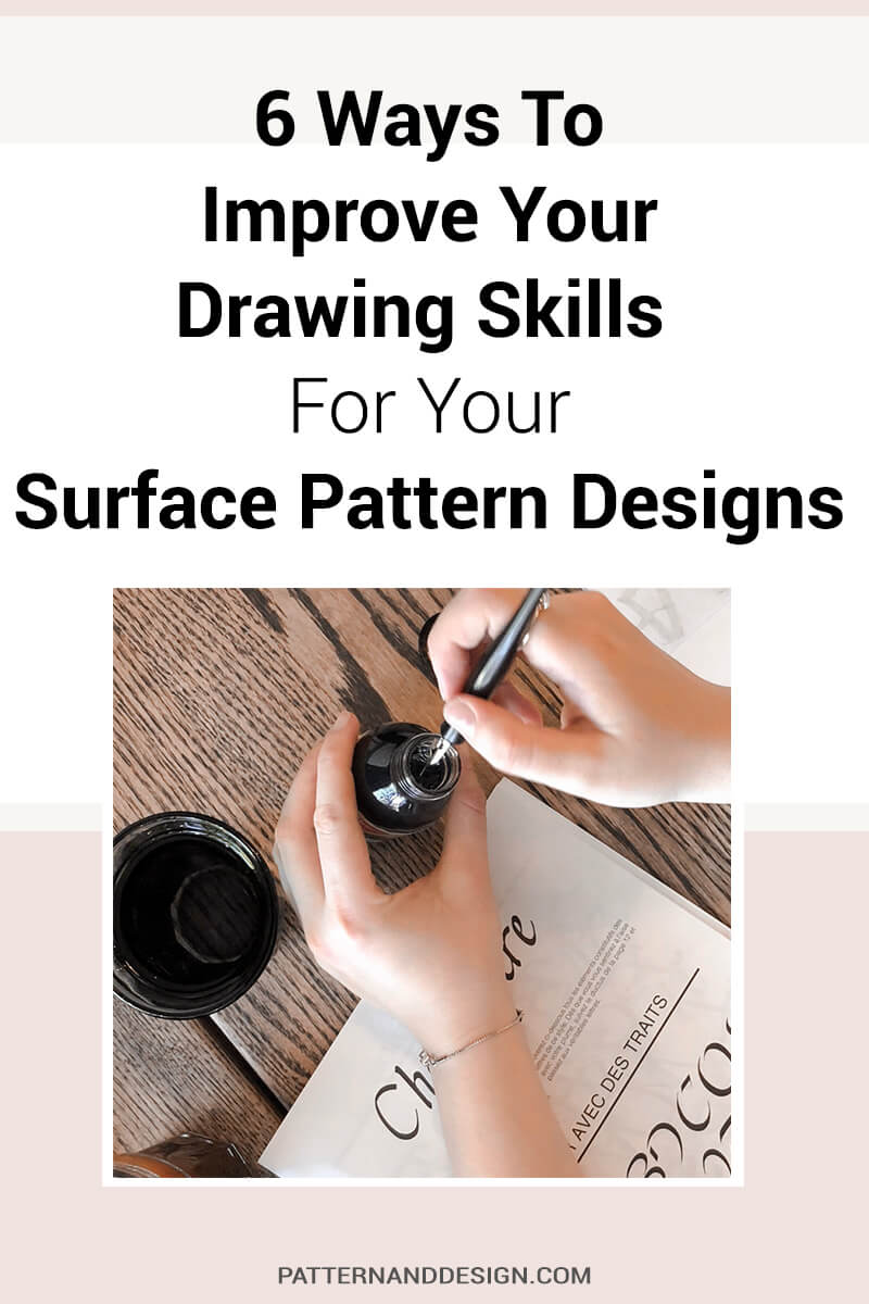 Learn a few simple and easy tricks that you can use to improve your drawing skills that will help you when you\'re creating your pattern repeats for your textile design or surface pattern design business. You can practice your drawing skills step by step in your sketchbook with these 6 tricks. #drawingideas #designdrawing #drawingtips